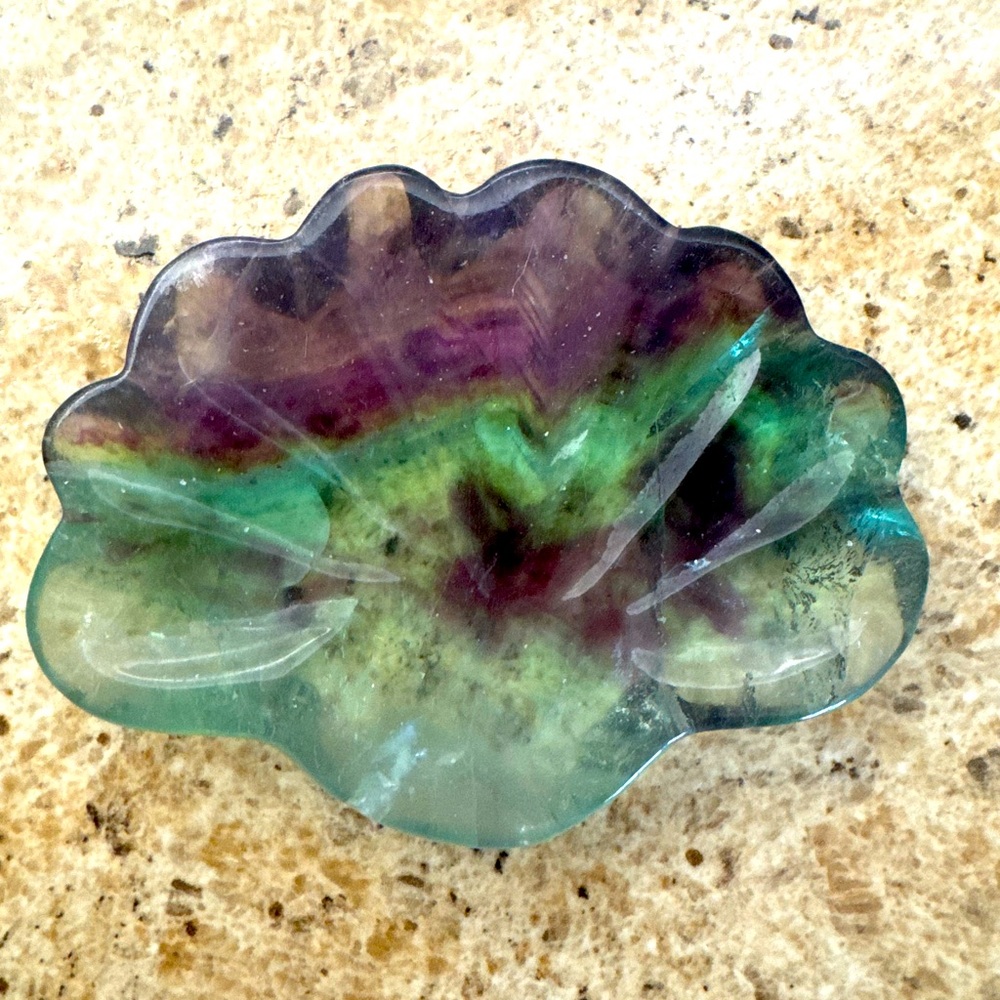 Rainbow Fluorite Shell Jewelry Dish